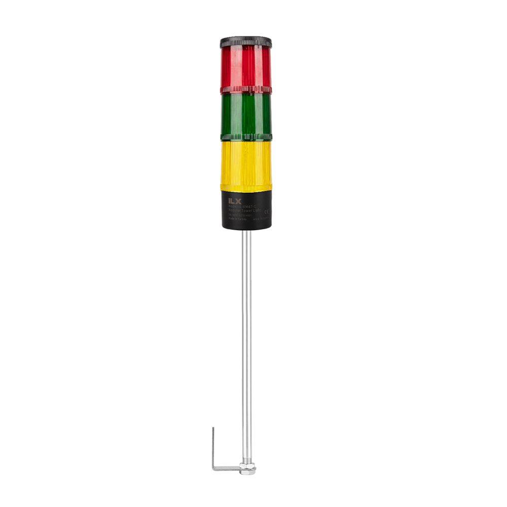 3 Katlı 40 cm KL Duvara Montaj Işıklı Kolon - Ø70 T7 İkaz Lambası | İLX