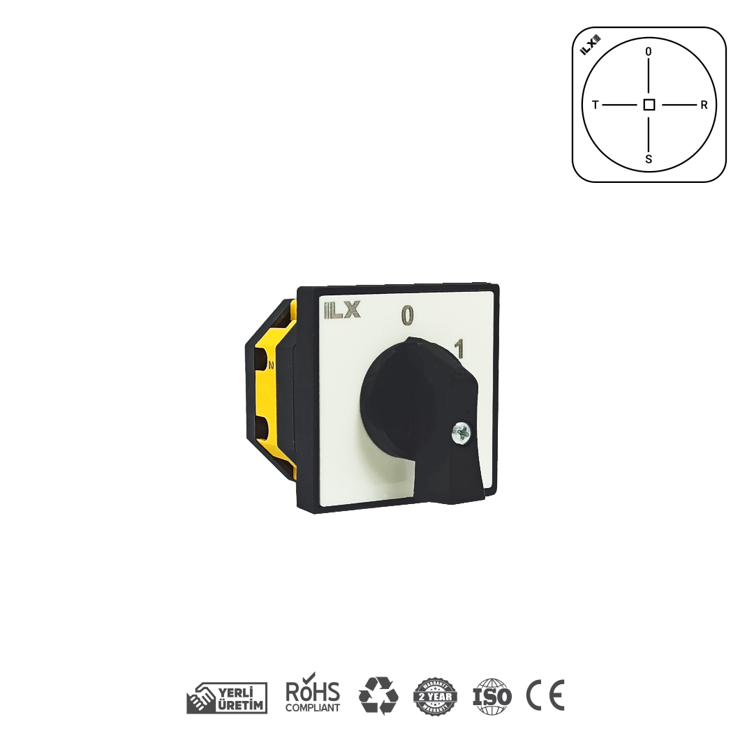 Voltmetre Komütatörleri Pako Şalter 4 Fazlı F Tipi 48x48 | İL-XL4-F04-016