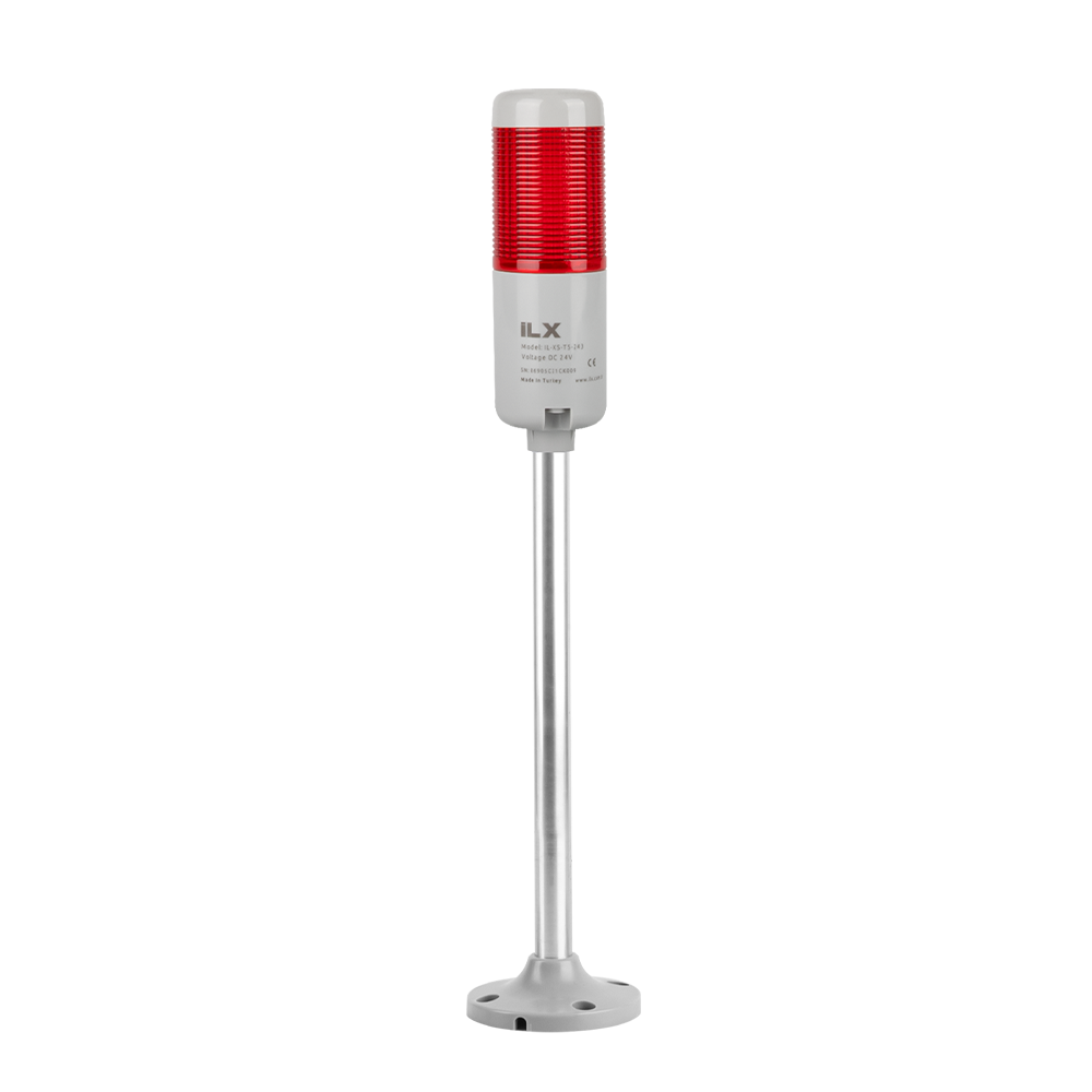 1 Katlı 40 cm KT Tabana Montaj Işıklı Kolon - Ø50 T5 İkaz Lambası | İLX