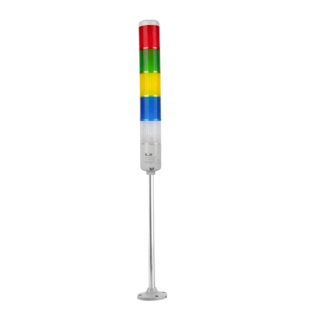 5 Katlı 40 cm KT Tabana Montaj Işıklı Kolon - Ø50 T5 İkaz Lambası | İLX