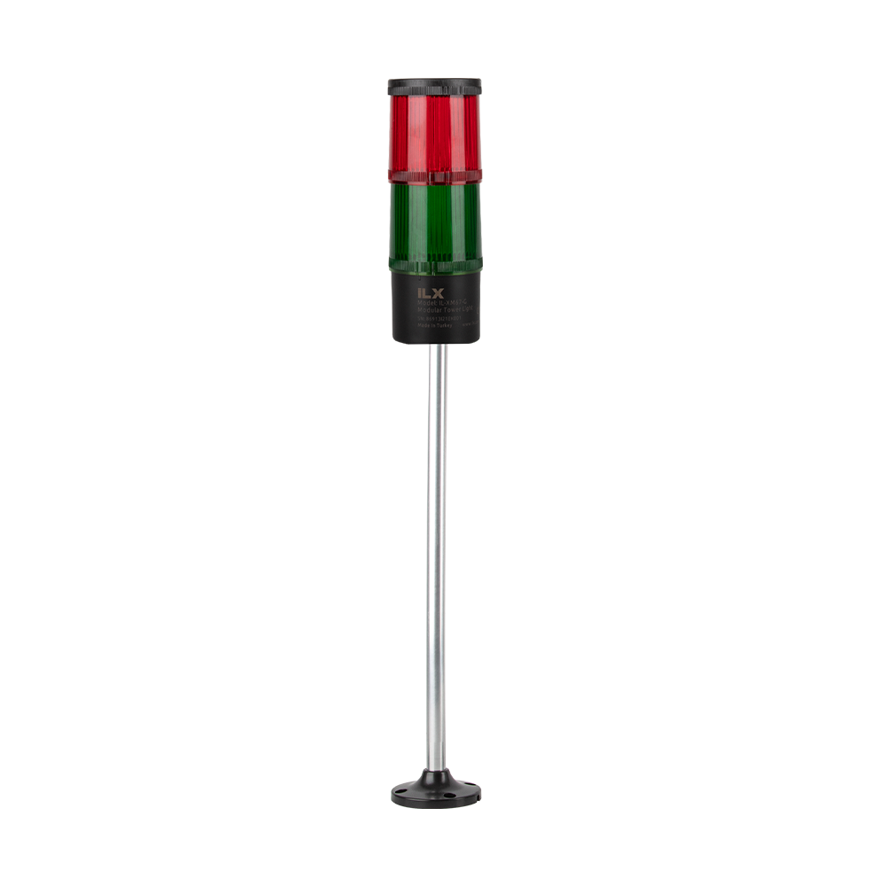2 Katlı 40 cm KT Tabana Montaj Işıklı Kolon - Ø70 T7 İkaz Lambası | İLX